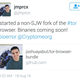 Now-deleted the former Twitter account of Joshua Philip Yabut announcing Tor fork project. Jacob Appelbaum (@ioerror) is copied on the tweet.
